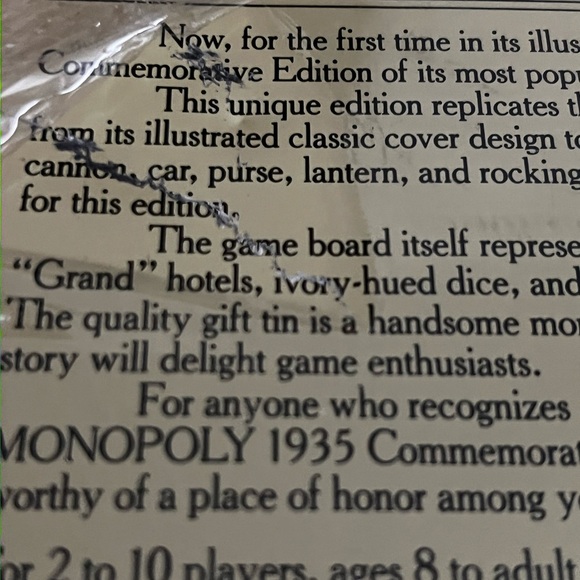 Monopoly Commemorative 1935 Edition Board Game new w scratch of the back - Picture 3 of 3